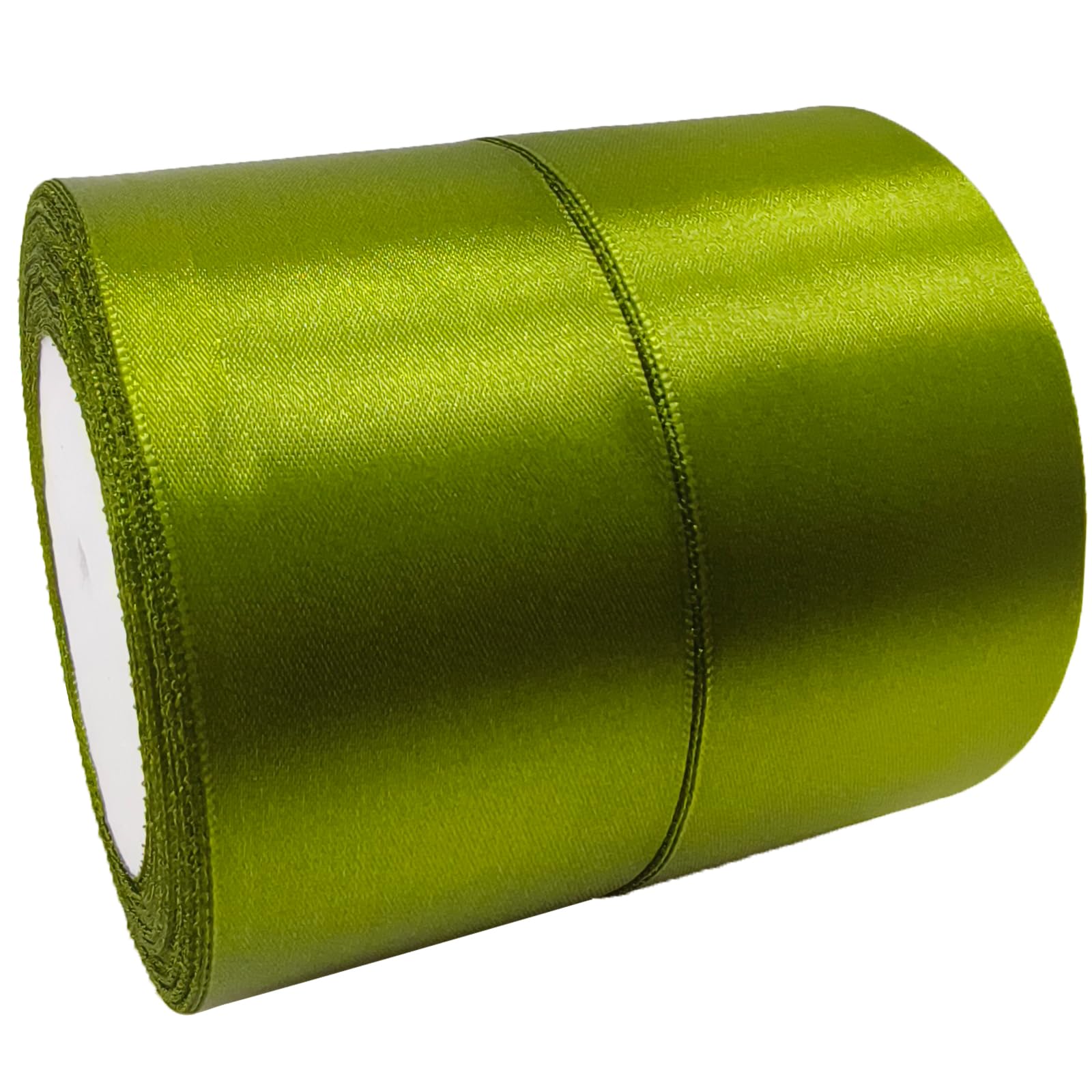 Olive Green Satin Ribbon Rolls - 2 Inch Wide Silk Blanket Binding Ribbon - 50 Yards Single Faced for Wedding Decor, Flower Bouquet Wrap, Gift Wrapping, Bows Making, Hats, DIY Craft
