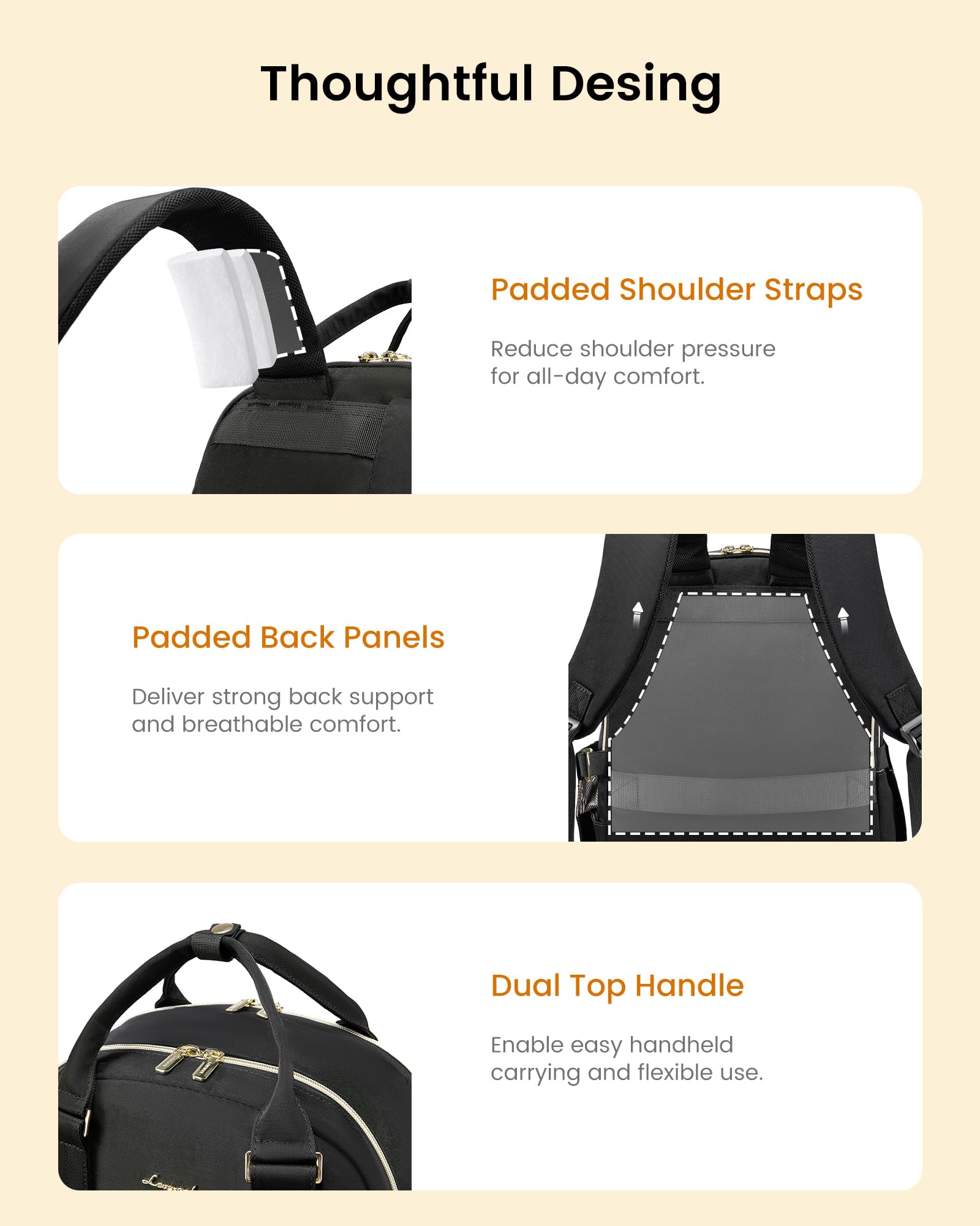LOVEVOOK Laptop Rucksack Damen Groß Schulrucksack Teenager Mädchen Schultasche Wasserdicht Travel Backpack Women 17,3 Zoll Arbeitstasche Lehrertasche Tagesrucksack Elegant Daypacks für Arbeit Reise