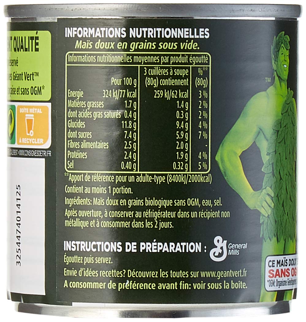 Géant vert Maïs Bio Extra Croquant 2 x 140 g