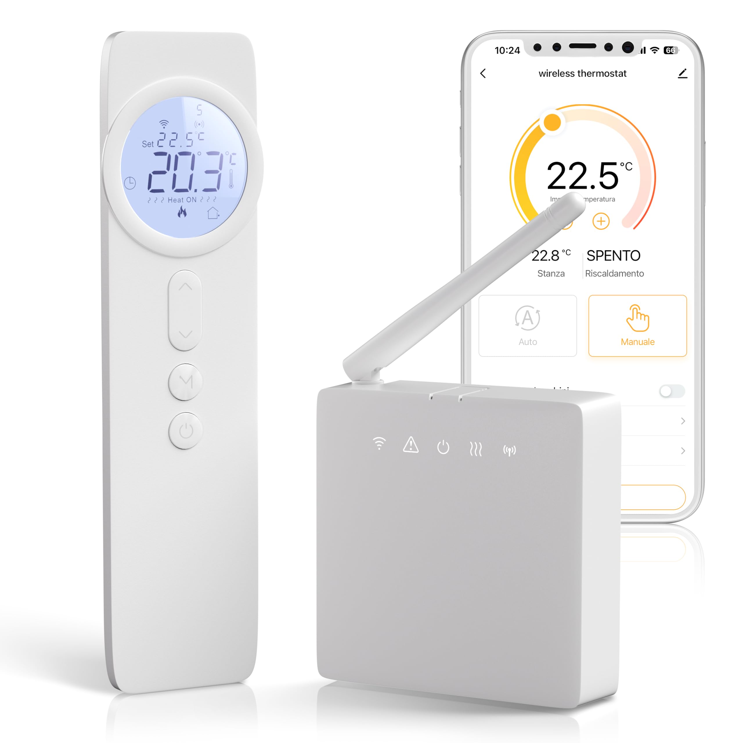 Termostato WiFi per Caldaia a Gas, Cronotermostato Programmabile Settimanale, Digitale Intelligente a Batteria, Compatibile con Alexa e Google Assistant - Controllo Tuya