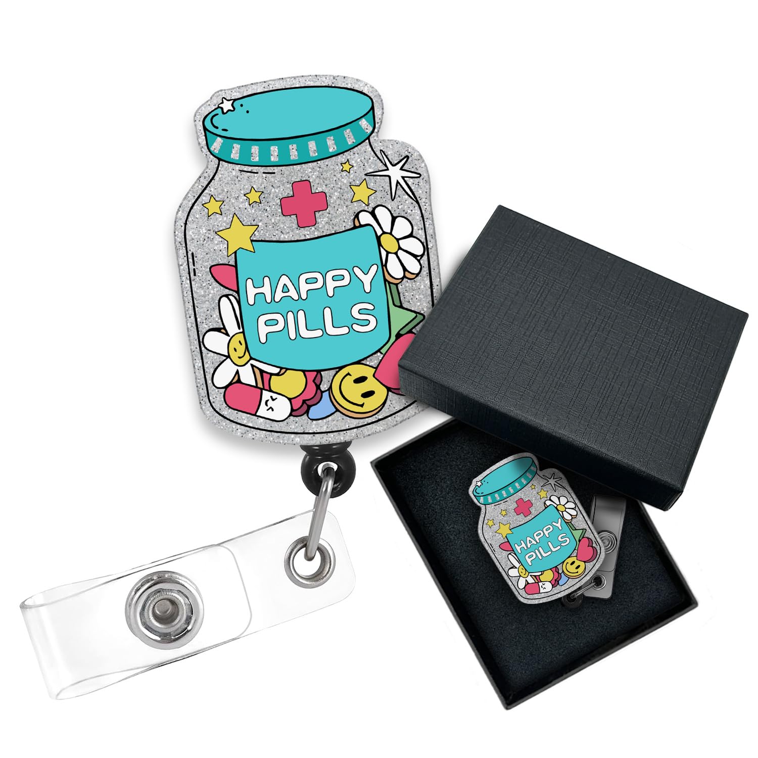 Funny Pharmacy Tech Badge Reel – Cute Pill Bottle Design For Nurses & Medical Workers - View #12