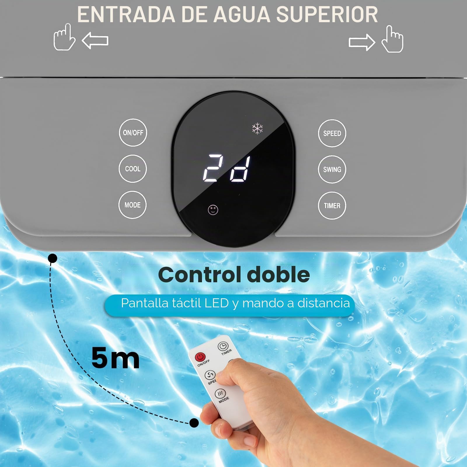 COSTWAY - Refrigerador de aire silencioso 4 en 1, aire acondicionado móvil sin evacuación 60 W, temporizador 12 h, ventilador, humidificador, bajo consumo (gris)