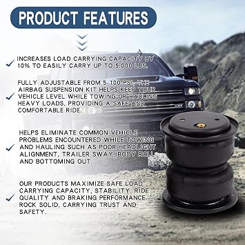 57338 Air Suspension Spring Kit Fit for 2011-2019 Chevrolet Silverado 2500HD 3500HD GMC Sierra 2500HD 3500HD Replacement Airbag Suspension Kit for Load Lift 5000 88338 89338