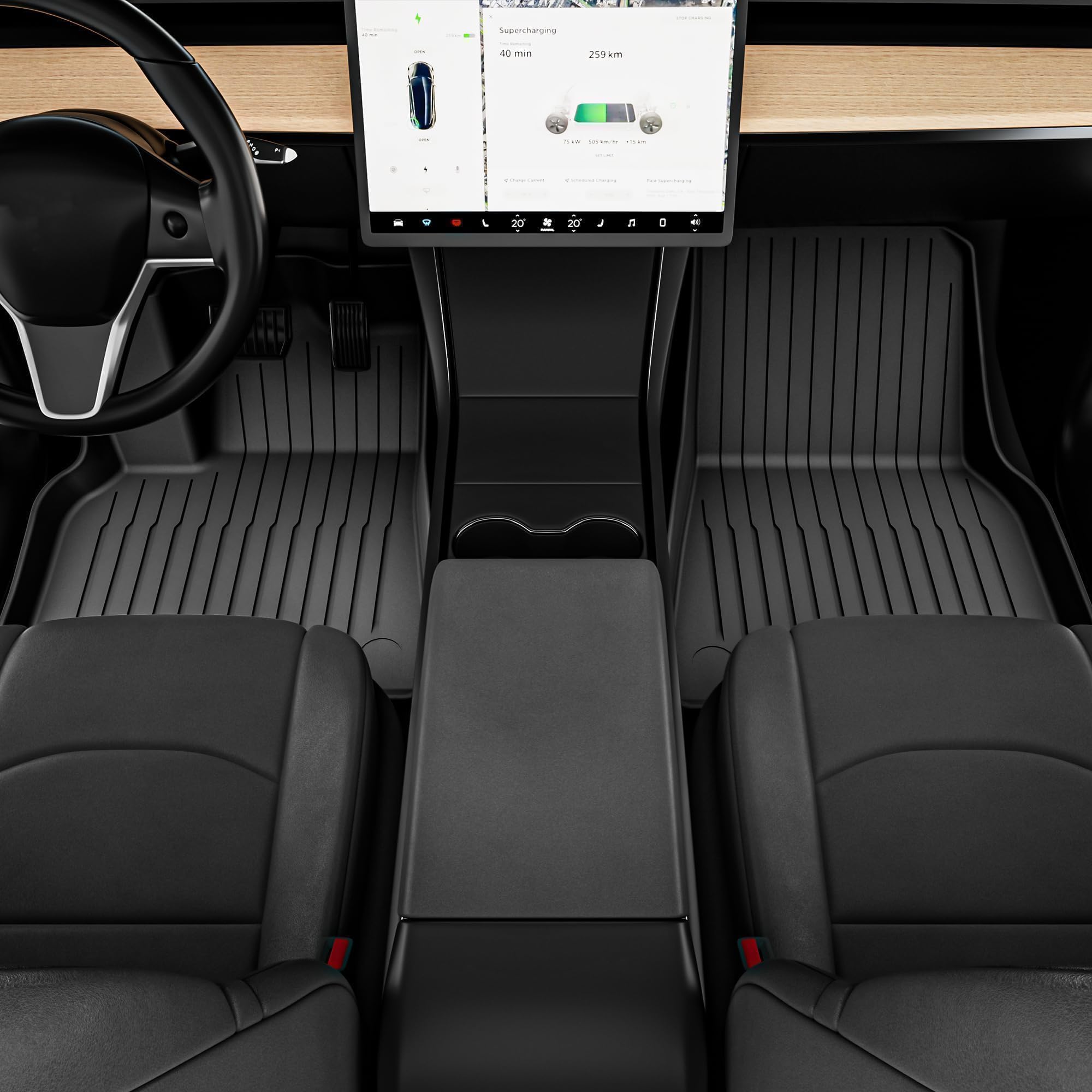 Elegant Model Y Rugged Textile Interior Mats Gallery