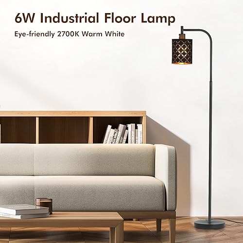 Miniatura 10 de Industrial Floor Lamps for Living Room, Tree Standing Lamp for Bedroom with Adjustable 3-Light, 4W E12 LED Bulb, Modern Stand Up Lamps, Metal Tall