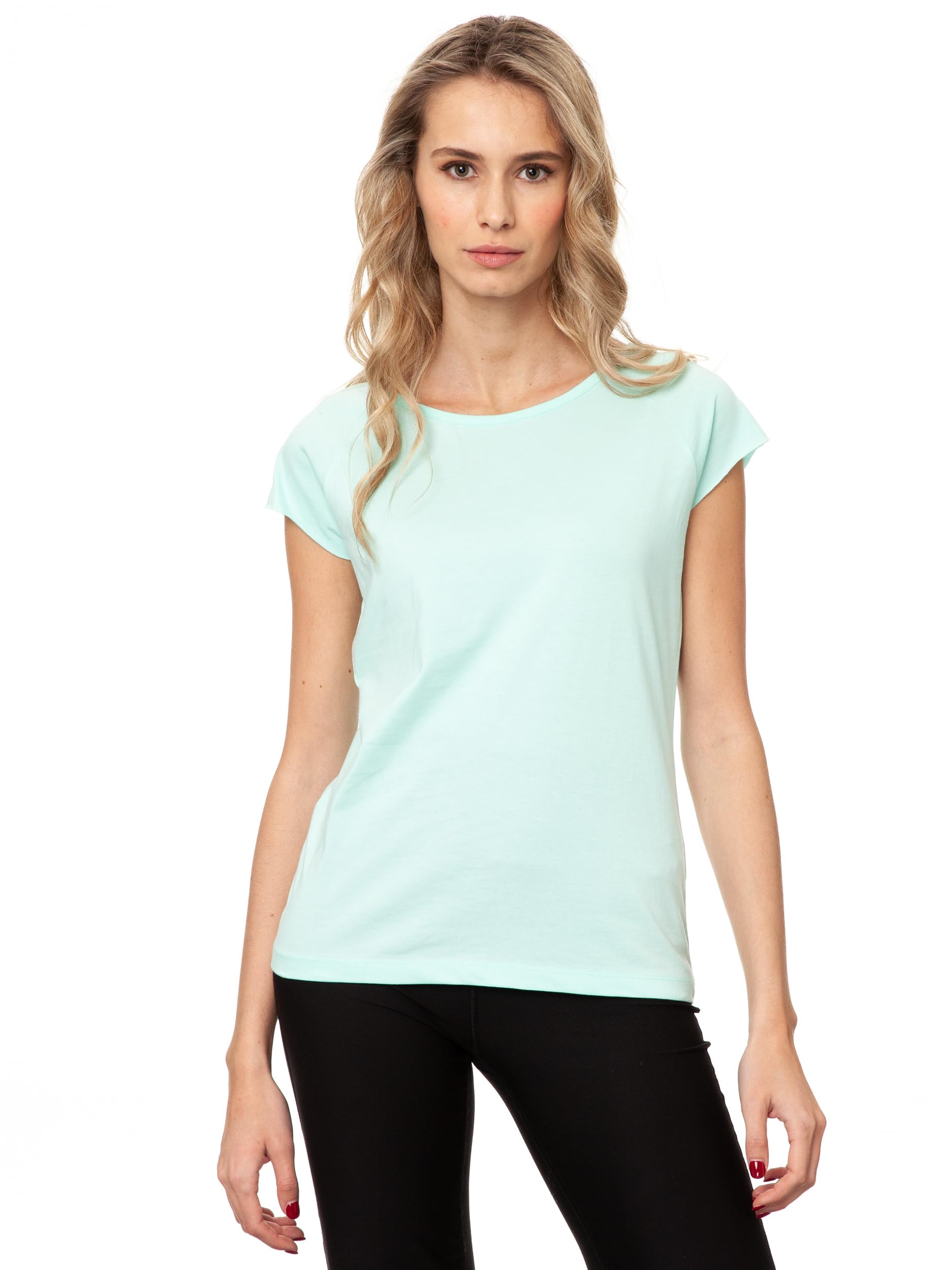 FellHerz Damen T-Shirt Bio, fair, vegan, unbedrucktes Kurzarm Raglan-Shirt