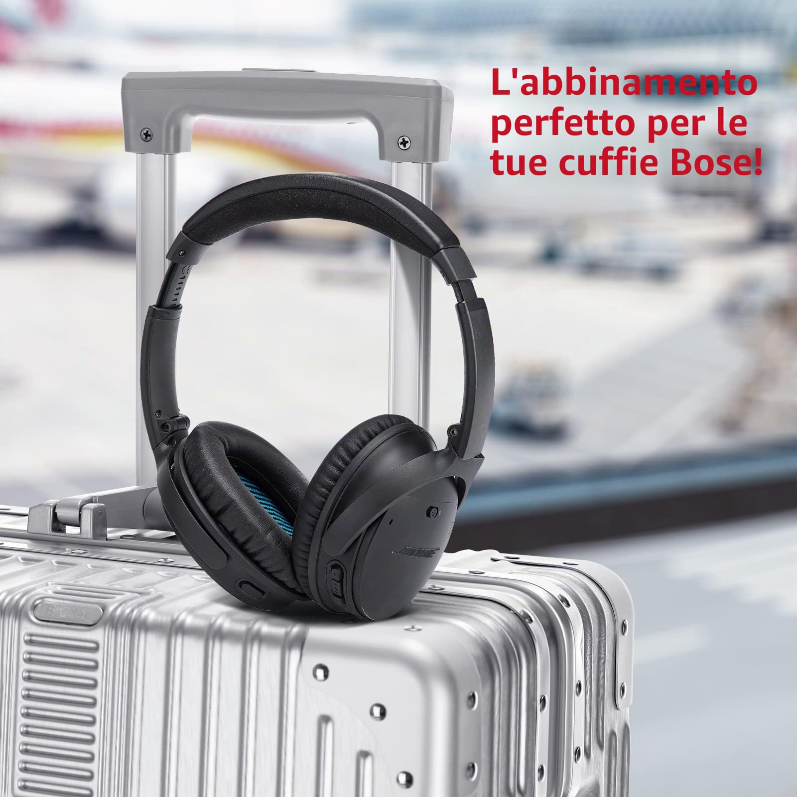 Krone Kalpasmos -Cuscinetti auricolari per cuffie Bose, compatibili con Bose QuietComfort 35 II / QC35 / QC25 / QC2 / QC15 / Ae2 / Ae2i / Ae2w / SoundTrue e SoundLink (Over-Ear) Blu/Nero