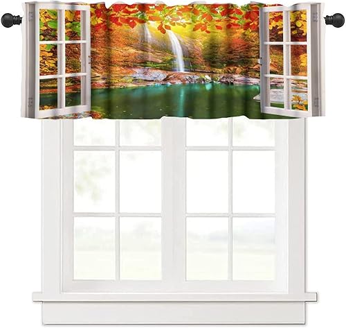 Miniatura 11 de Cortinas de cenefa de bosque gótico, cenefa de cortinas de bosque misterioso con niebla para cocina, dormitorio, sala de estar, 54 x 18 pulgadas