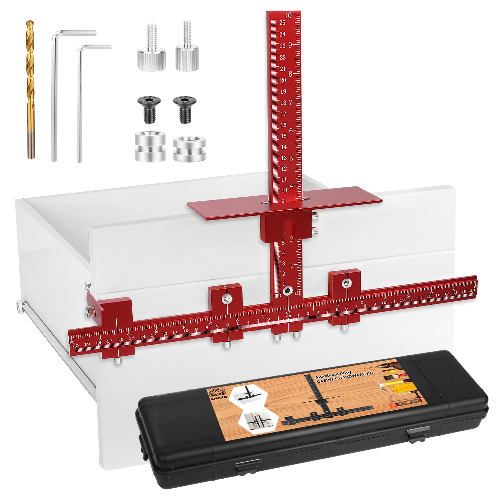 Aiwons Cabinet Hardware Handle Jig,True Position Cabinet Installation Tools with Drill Guide,Cabinet template for Drawer,Pull,Handles,Woodworking