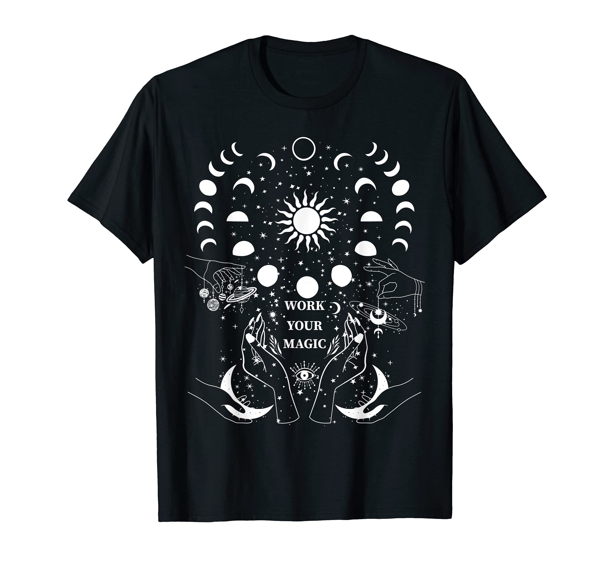 Magical Witchy Celestial Witchcraft Moon PhasesWitchcraft Celestial Sun Moon Witchy Wiccan Magick Magic T-ShirtOEKO-TEX STANDARD 100
