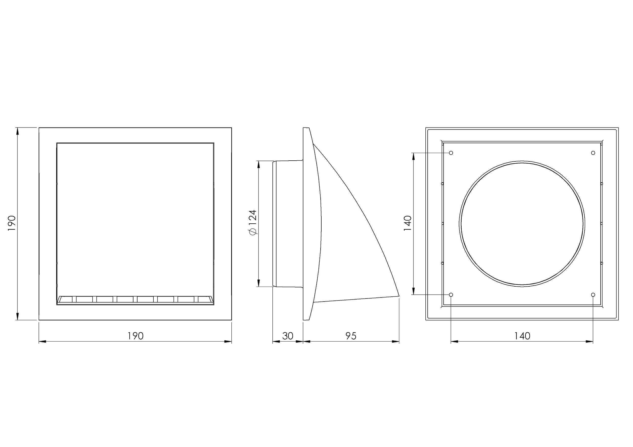 diameter 125mm / 5'' Cowled Duct Cover with Gravity Flap, Ventilation Grille with Rain and Wind Protection - Image 2