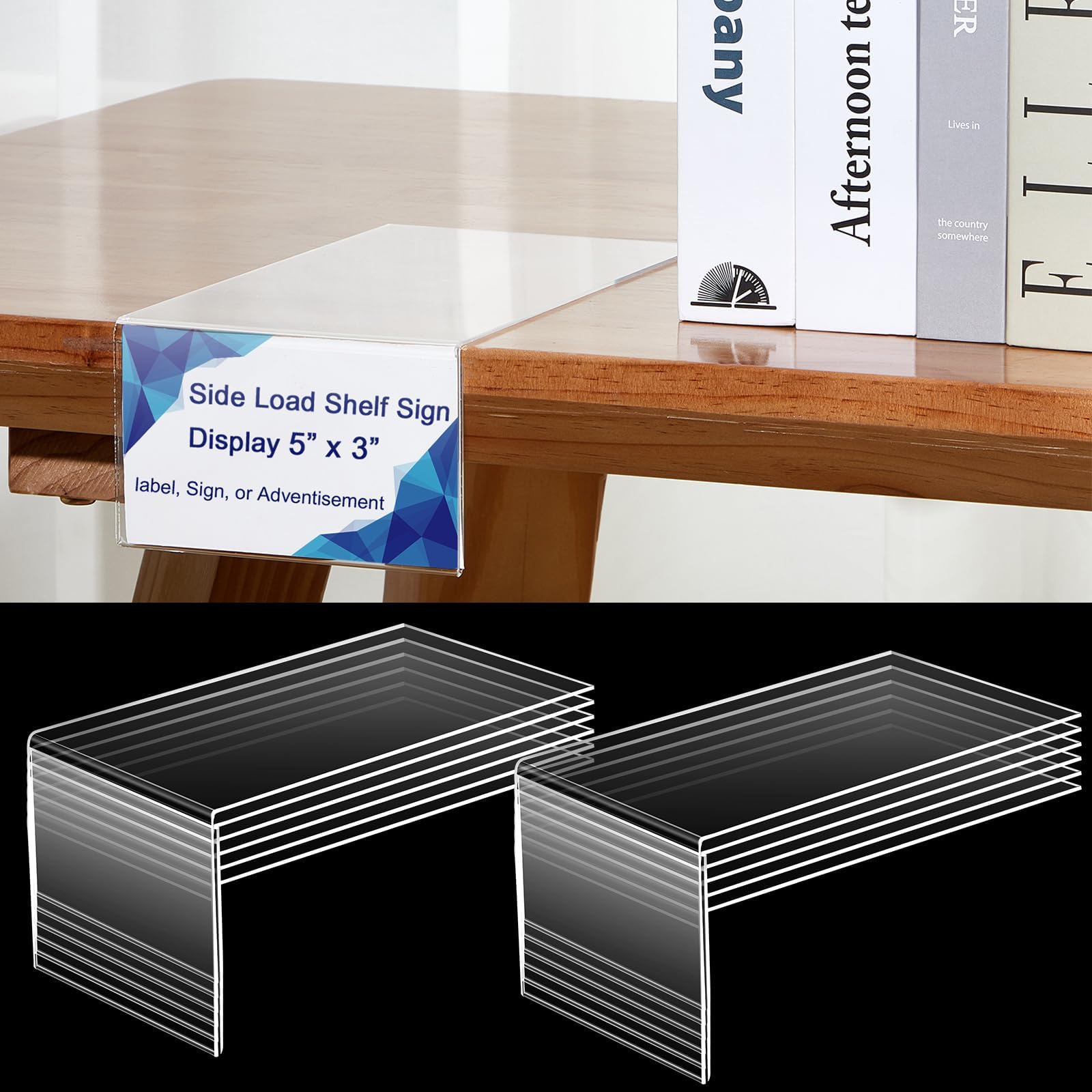 Feifeiya 12 Pcs Moveable Shelf Label Holders Bulk 5" x 3