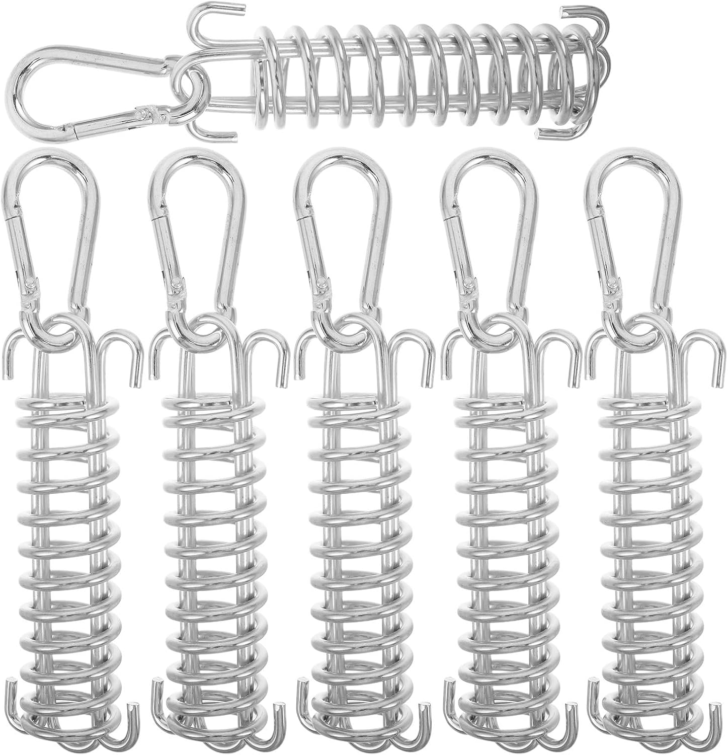 6 Sets Camping Tent Spring Buckle Set: Outdoor Camping Tent Rope Tensioner with Carabiners - Spring Loaded Cord Tensioner for Awnings, Hiking, Backpacking