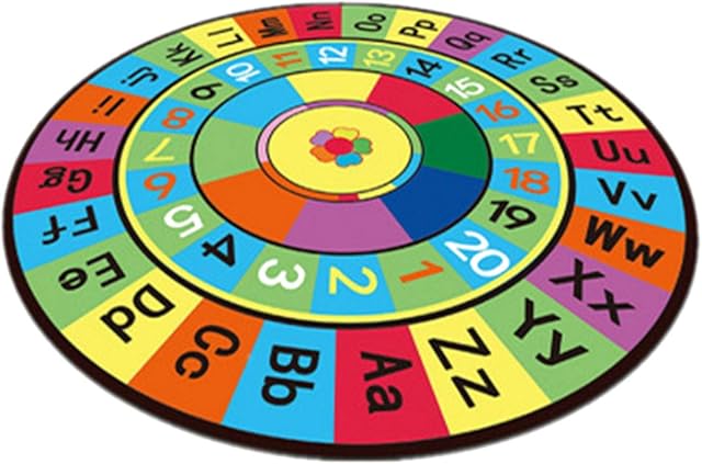 ABC Alphabet Kids Round Rug - 23inch Diameter Alphabet Educational Area Rugs Non-Slip Baby Carpet Soft Playtime Collection Floor Carpet For Bedroom Playroom Nursery Decor Educational Circle Activity R