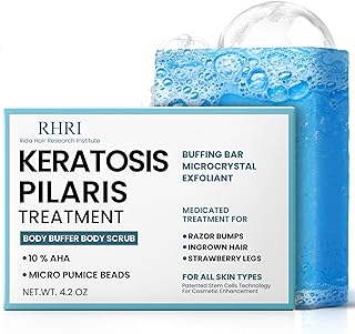 Body Soap for Keratosis Pilaris | Exfoliating Soap Scrub with 10% AHA & Micro Pumice Beads | Buffingbar for Smooth Skin, Strawberry Legs, Ingrown Hair & Razor Bumps | Bar Soap for Men and Women 4.2 oz
