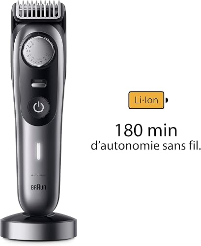 Braun beard trimmer, trimmer/hair clipper men, 40 settings, charging station, travel case, beard stencil, 180 min. wireless operation time, waterproof, BT9440, packaging may vary - 6