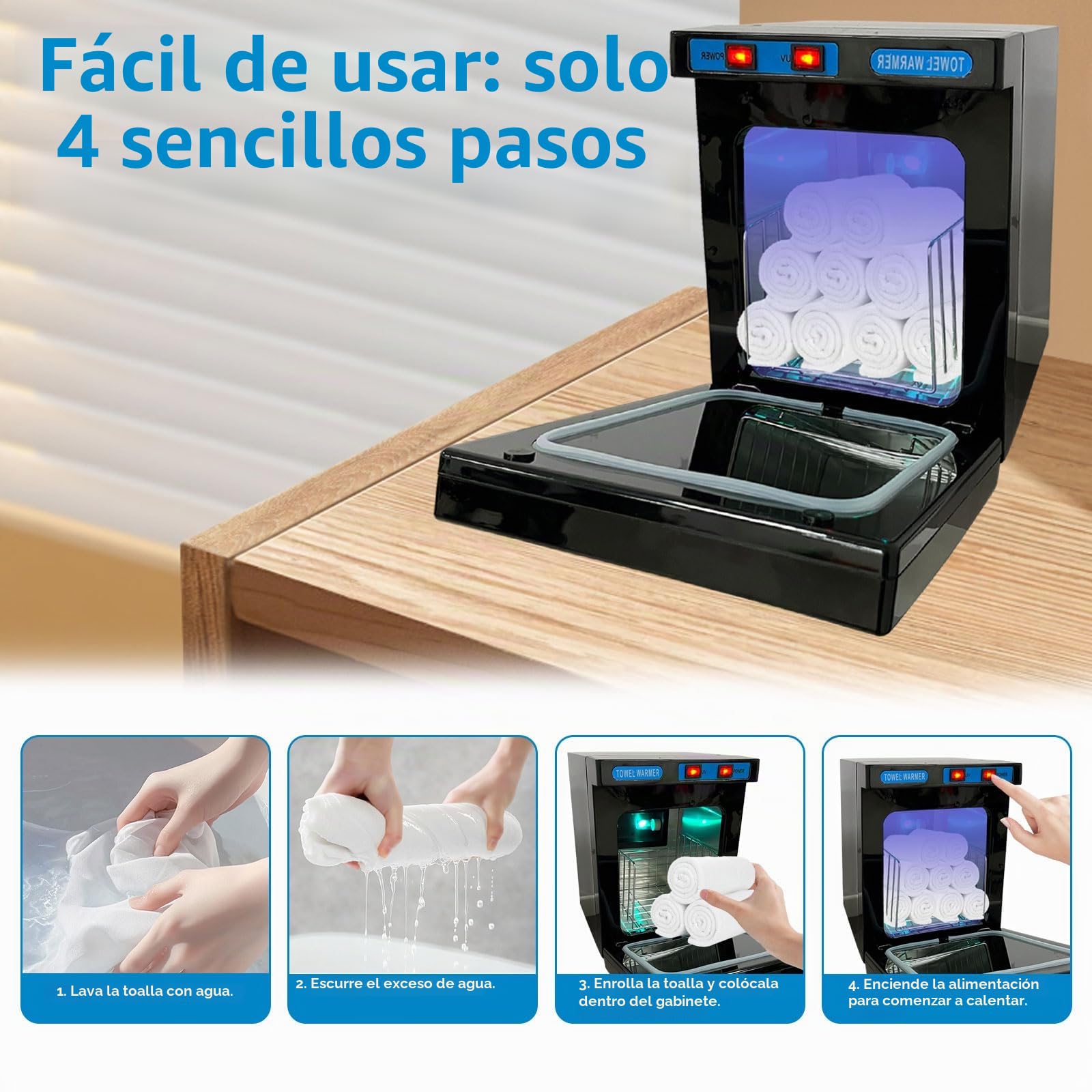 Calentador de toallas, 5 L, con esterilización UV, calefacción de 360° y calentamiento rápido, ideal para cosméticos, salones, spa y hogar