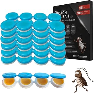48 Pack Cockroach Gel Bait, Highly Effective Roach Killer Indoor Infestation Solution, Fast Acting Cockroach Killer Indoor Home Kitchen Use, Easy to Apply & No Mess Roach Bait Gel, Long-Lasting