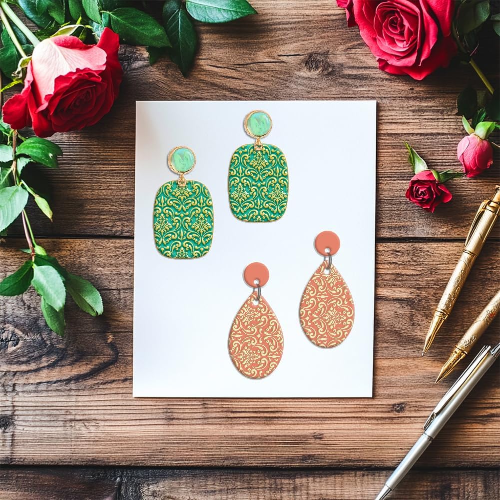 CHGCRAFT Artistic Floral Pattern Polymer Clay Texture Sheets Clay Texture Classic Seamless Pattern Rubber Modeling Pad Texture Sheets for Polymer Clays Making Earrings Jewelry