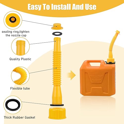 Miniatura 12 de Kit de repuesto de boquilla amarilla para latas, repuesto de boquilla para la mayoría de latas de 1/2/5/10 galones, juego de boquillas con boquillas