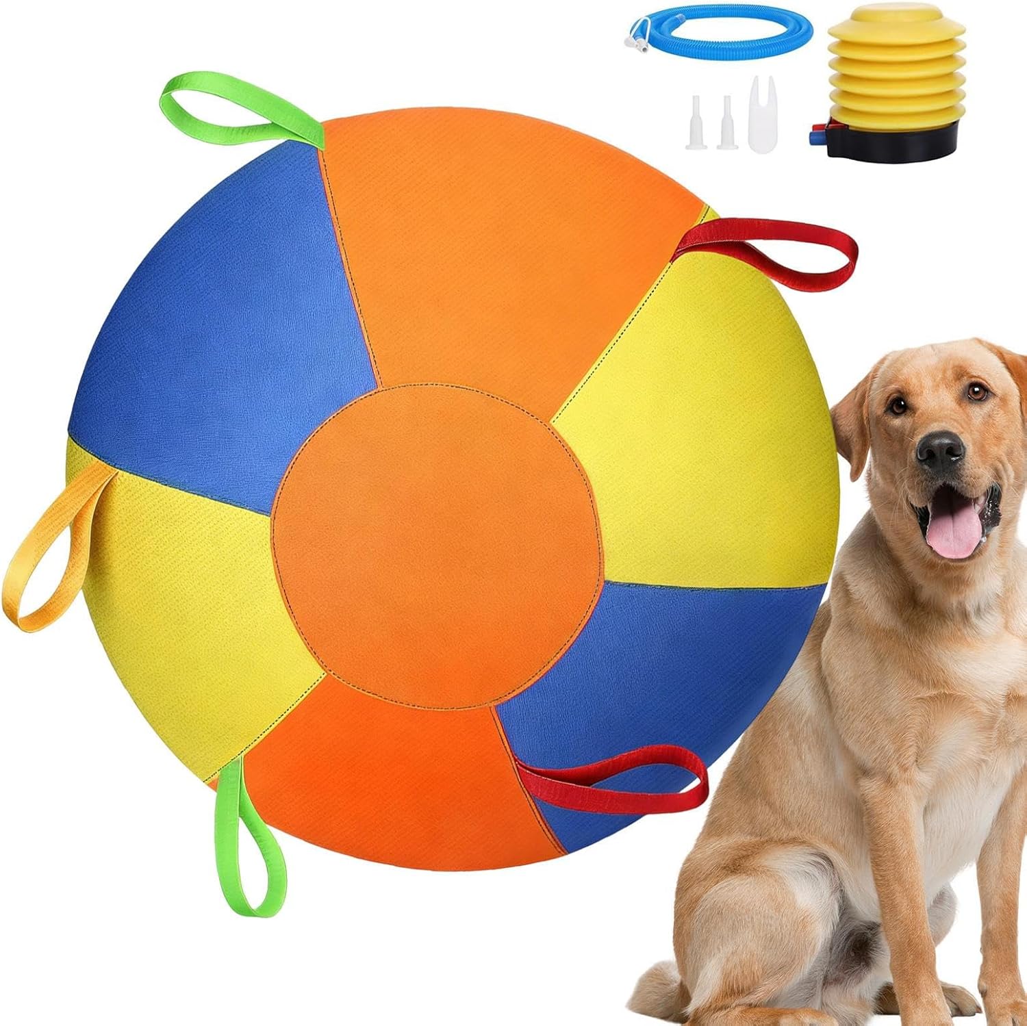 Genérico Dog Grazing Ball - Inflatable Calming with Handle | Outdoor Exercise Toy for Dogs, Garden, Pool, Puppies, Play and Teething