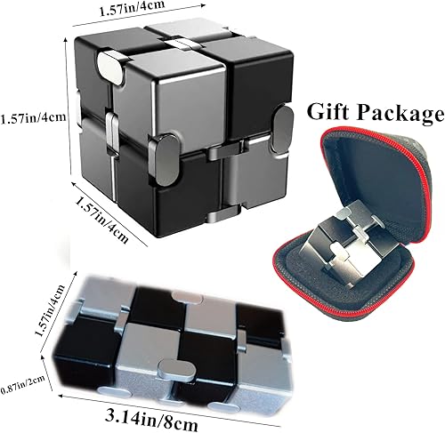 Miniatura 49 de Fidget Blocks Toys Infinity Cube Juguete para aliviar la ansiedad y el estrés para adultos, material de aleación de aluminio (rojo)