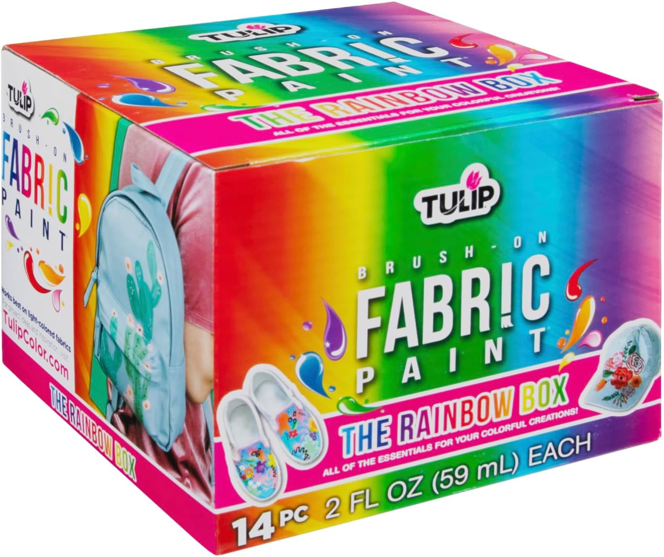 Tulip Brush-on Fabric Paints, 14 Colors 2 fl oz each, Permanent, Flexible, Rainbow