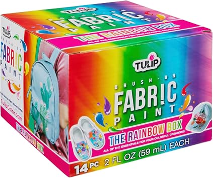 Tulip Brush-on Fabric Paints, 14 Colors 2 fl oz each, Permanent, Flexible, Rainbow