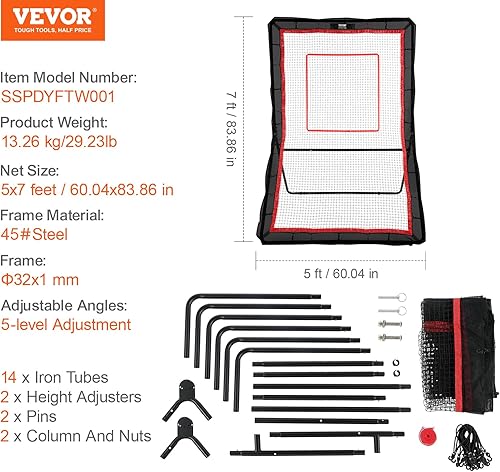 Miniatura 7 de VEVOR Lacrosse - Rebotador para patio trasero, red de rebote de voleibol de 5 x 7 pies, pantalla de entrenamiento de retorno de béisbol retroceso,