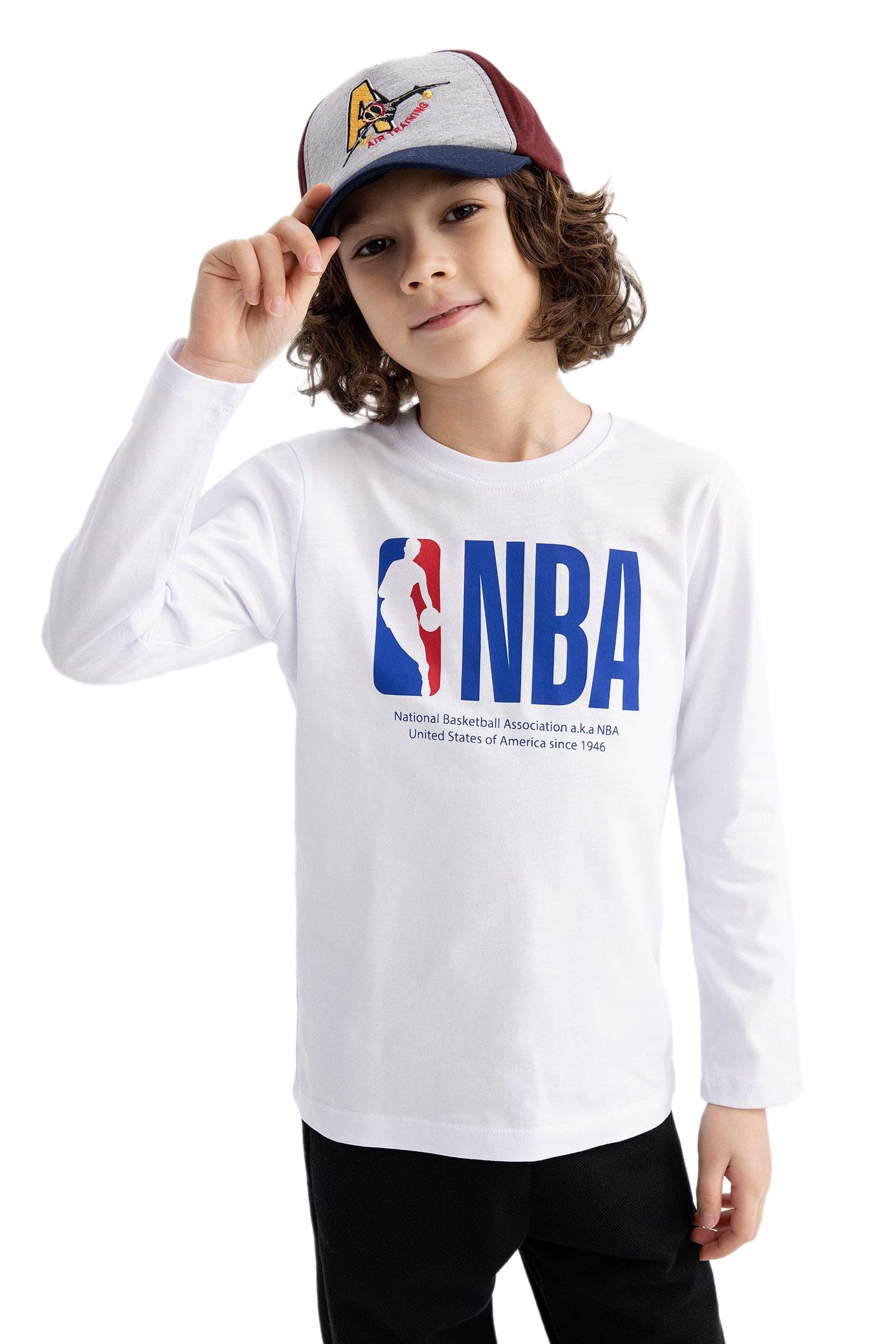 Erkek Çocuk Erkek Çocuk NBA Regular Fit Bisiklet Yaka Uzun Kollu Tişört