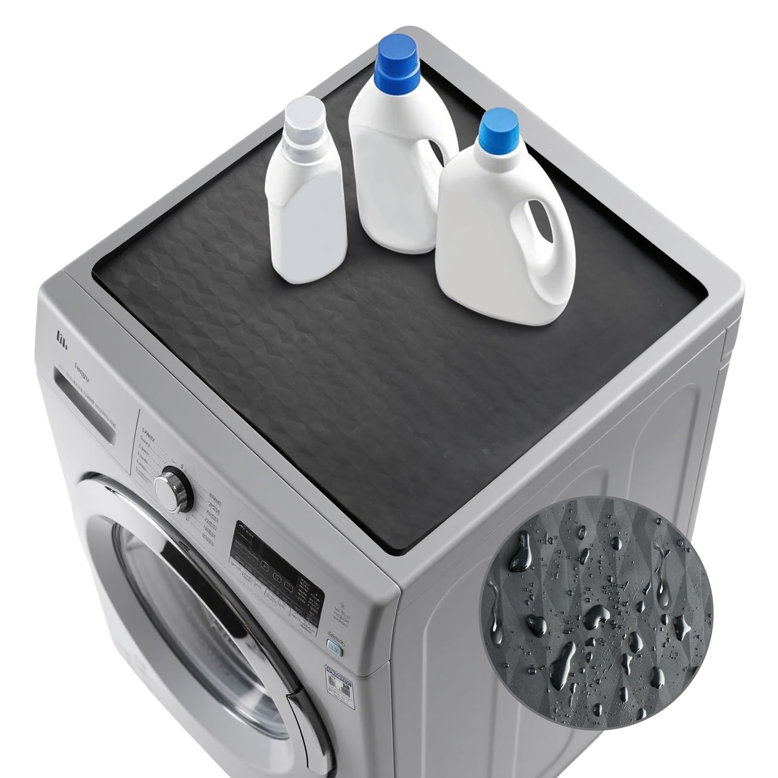 1 PCS Washer and Dryer Top Protector, 25.6''x 23.6'' Silicone Covers Mat for Washer and Dryer Top, Waterproof Anti-Slip Dust-Proof Dryer Mat for Top