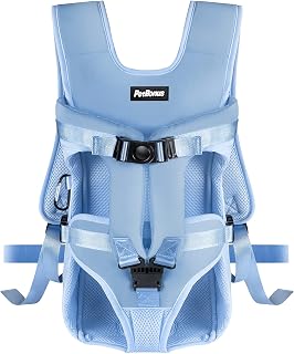 PetBonus Pet Front Dog Carrier Backpacks, Adjustable Dog Backpack Carrier, Legs Out Easy-fit Dog Chest Carrier for Medium Small Dogs, Hands Free Dog Front Carrier for Hiking, Cycling (Light Blue, L)