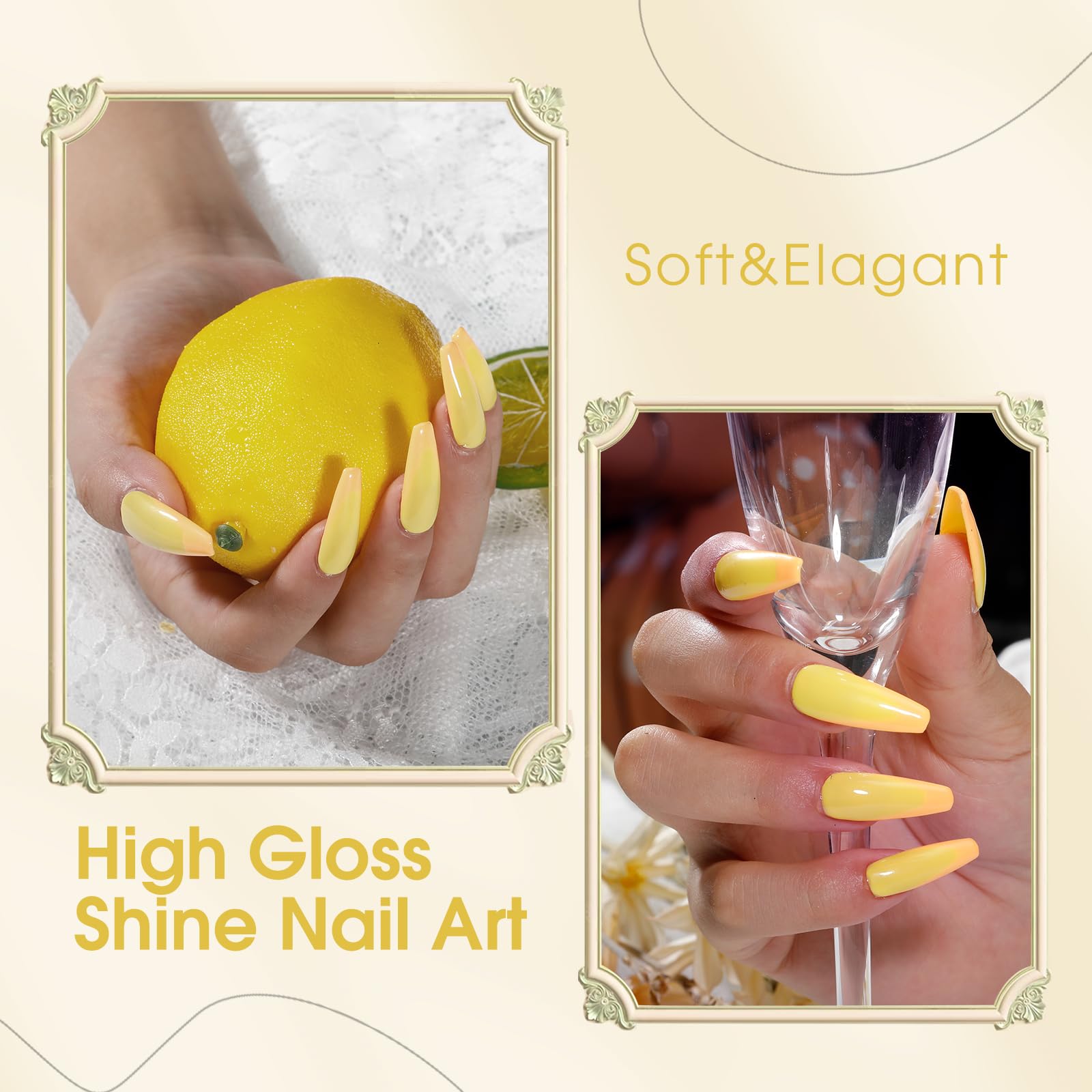 ROSALIND Semi-Permanent Nail Polish, 12 ml Yellow Semi-Permanent Nail Polish, UV/LED Soak Off Spring Summer Nail Polish for DIY Manicure — view 6