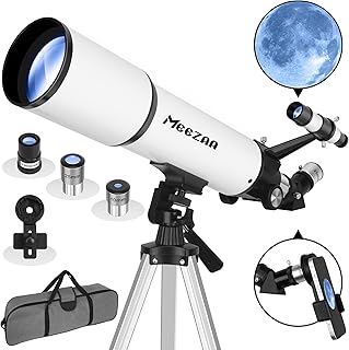 Telescope for Adults Astronomy, 80mm Aperture 600mm Refractor Telescope for Kids & Beginners, Fully Multi-Coated Optics High Transmission Telescopes with Tripod & Phone Adapter & Carrying Bag