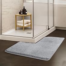 Funvalley Surperfect Corner Shower Mat Microfibre L-Shaped Bath Mat | Supersoft, Ultra Absorbent & Non-Slip | Fits Corner Showers Inner Dimensions 80x80cm | Ideal for Bathroom Floors