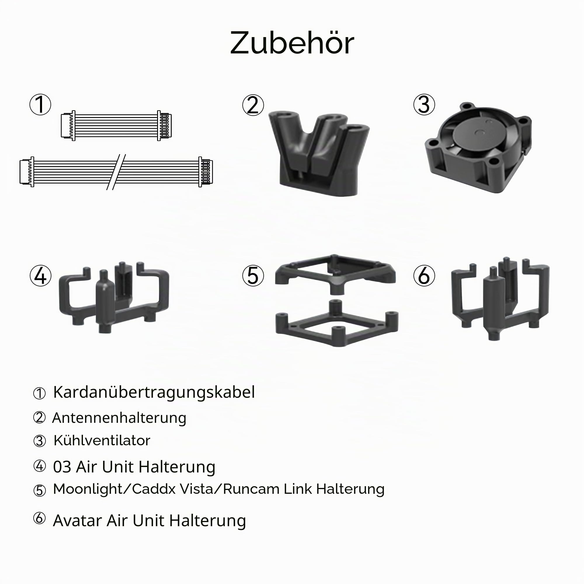 C-20T FPV Kamera-Gimbal-Halterungs-Kit mit FPV-Kopf-Tracking-Sender und Empfänger, Kühlventilator, Antennenhalterung, kompatibel mit DJI-O3, Walksnail Avatar, Moonlight RunCam Link, für ferngesteuerte
