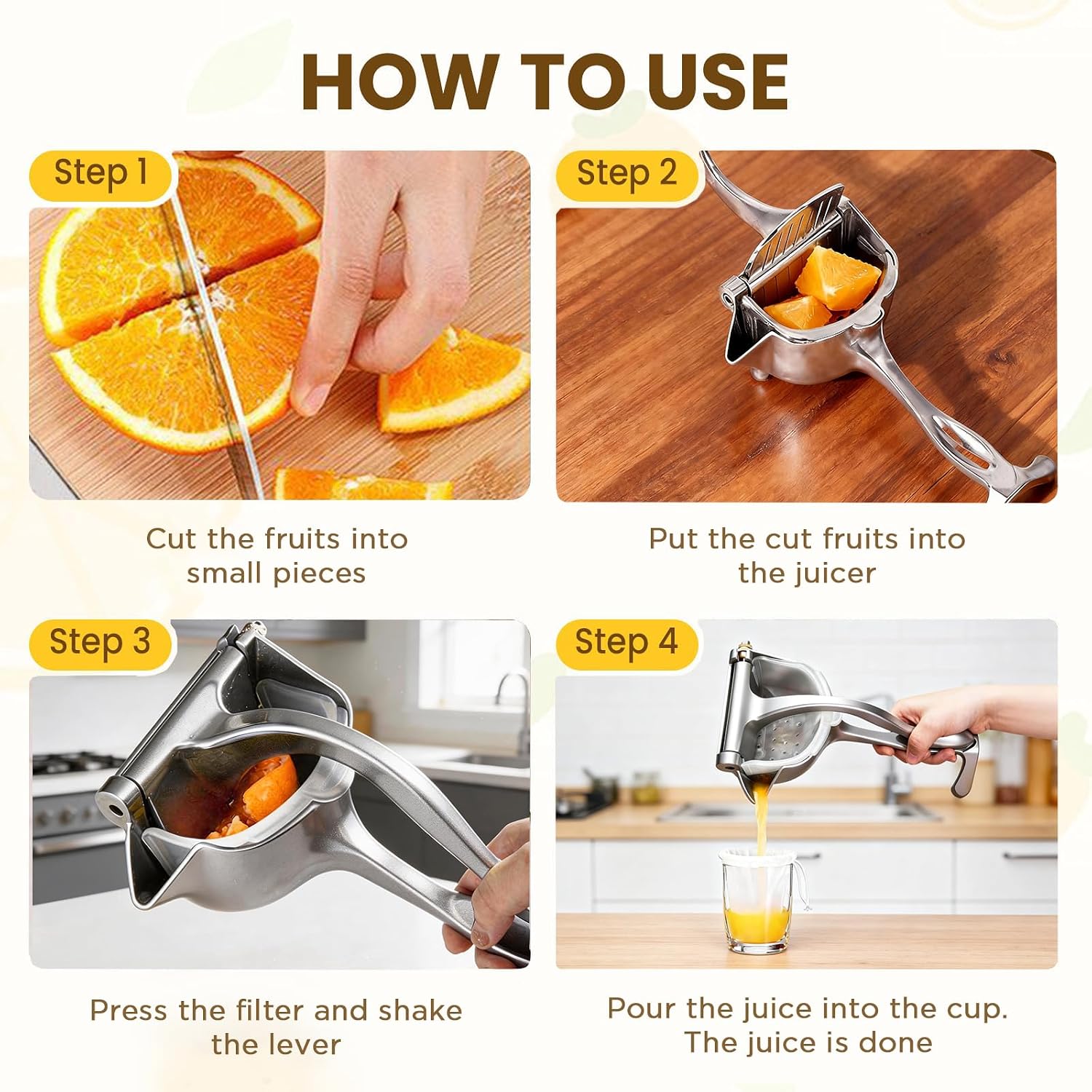 Fruit Juice Squeezer, Lemon Squeezer Manual, Non-Slip Ergonomic Grip, Easy to Use & Clean, 2026 New Upgraded Efficient Extraction of Citrus, and Other Fruits