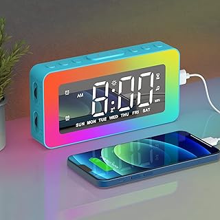 Publicité sponsorisée - Réveil Numérique Électronique avec 2 Réveils, Miroir Horloge LED avec 8 Modes Lumière, Snooze, Aid...