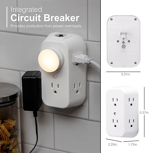 Miniatura 6 de GE 6 - Adaptador de tomacorriente de pared, con tomas muy separadas para cargador de teléfono celular