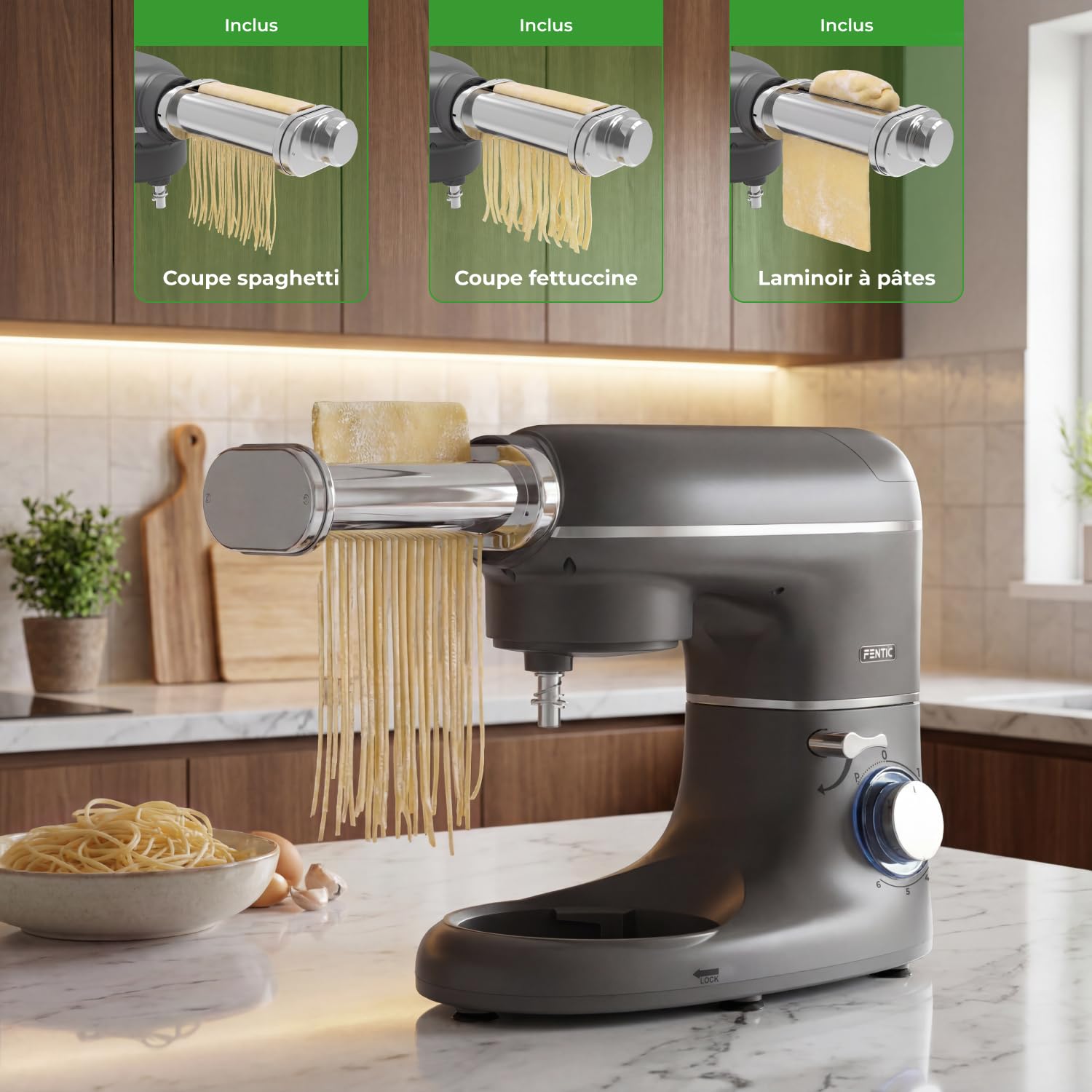 Lot de rouleaux à pâte Coupe-spaghetti et Coupe-fettuccine - Machine à pâtes électrique Convient pour Fentic SM-1504P et SM-1504BM
