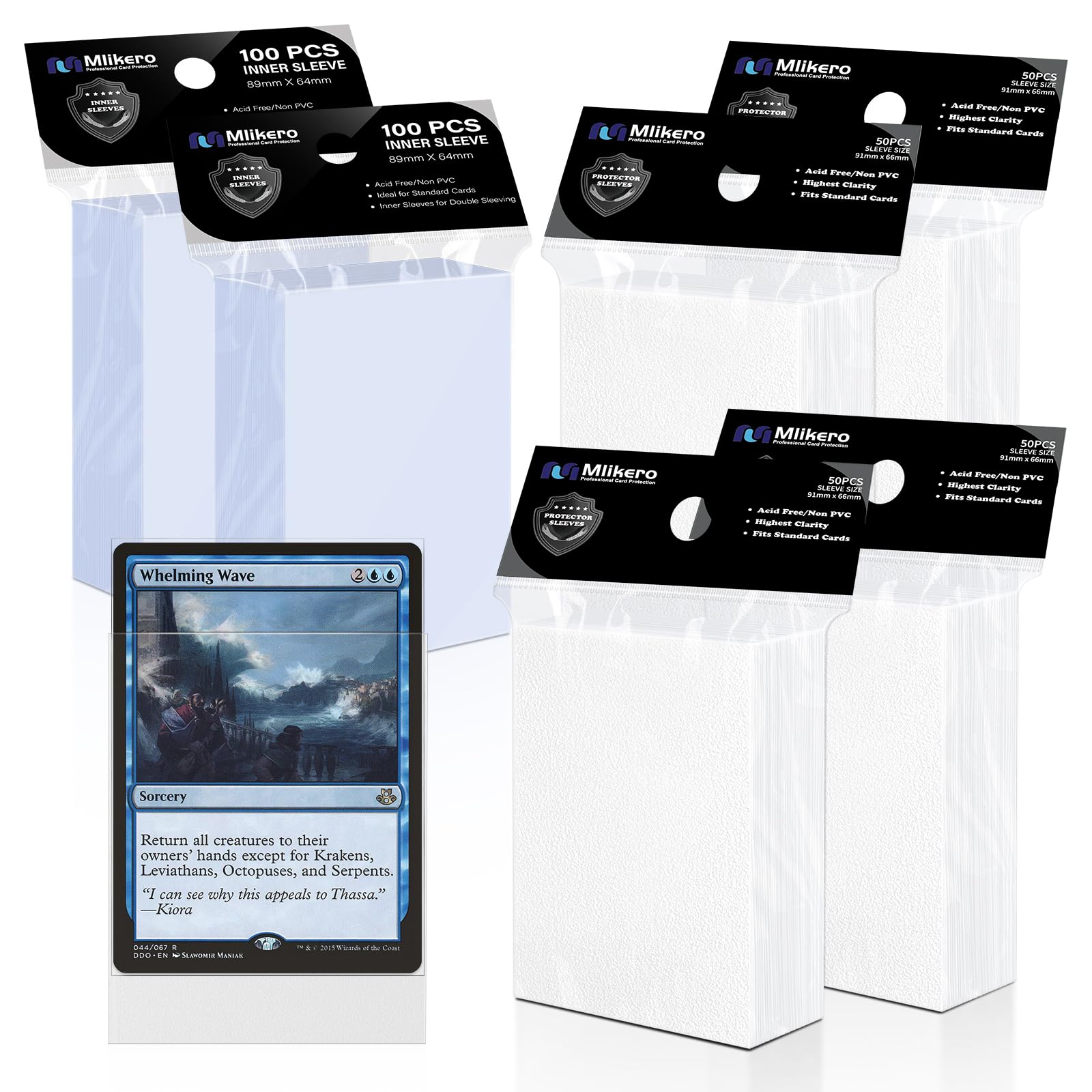 400 Pack Card Sleeves, 200 Matte White Trading Card Sleeve and 200 Inner Sleeves Ideal for Double-Sleeving, Fit for MTG, TCG and Game Cards