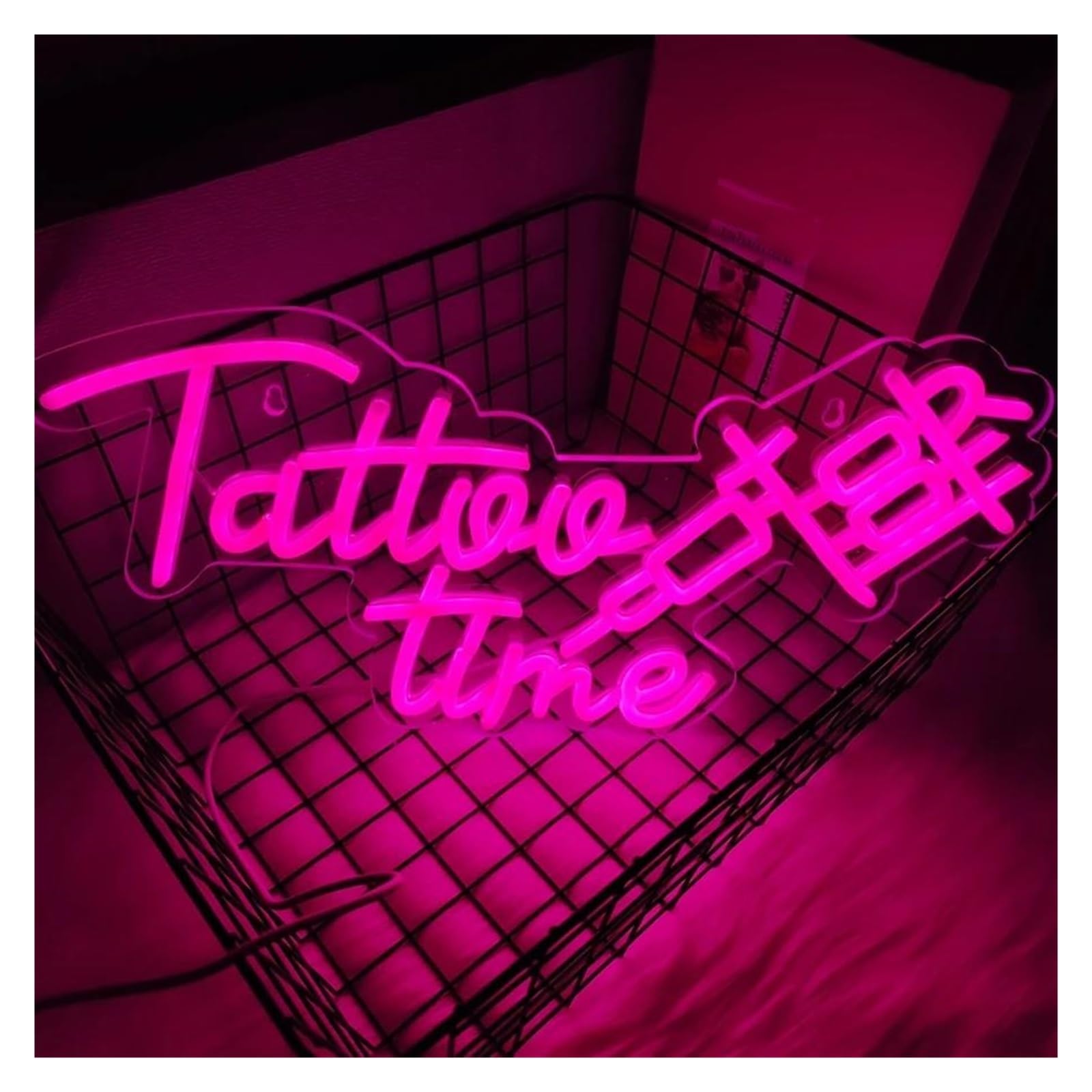 Luces de neón Letrero De Neón Tattoo Time Con Luz LED Regulable Y Alimentación Por USB Para Salón De Tatuajes, Estudio, Negocio, Decoración De Pared, 42cmx21cm