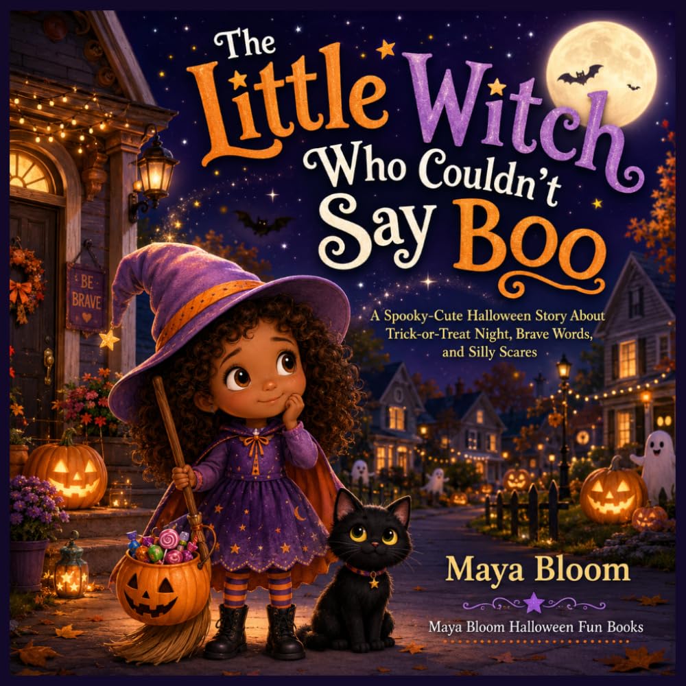 The Little Witch Who Couldn’t Say Boo: A Spooky-Cute Halloween Story About Trick-or-Treat Night, Brave Words, and Silly Scares (Maya Bloom Halloween Fun Books)