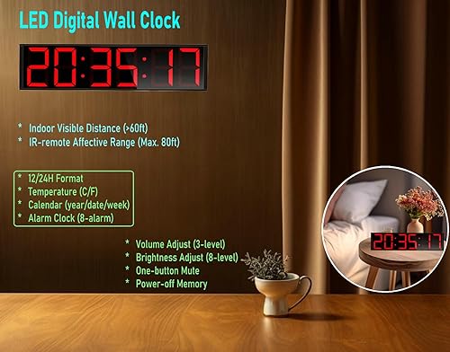 Miniatura 4 de Reloj temporizador de gimnasio en casa extra grande de 26 pulgadas, temporizador de intervalo de entrenamiento programable, reloj de pared digital,