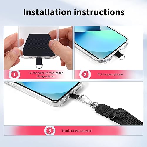 Miniatura 7 de CACOE Cordón para Teléfono 2 Piezas Correa Ajustable para el Cuello, 4 Piezas Parches, Universal Crossbody Multifuncional Parche Cordones para