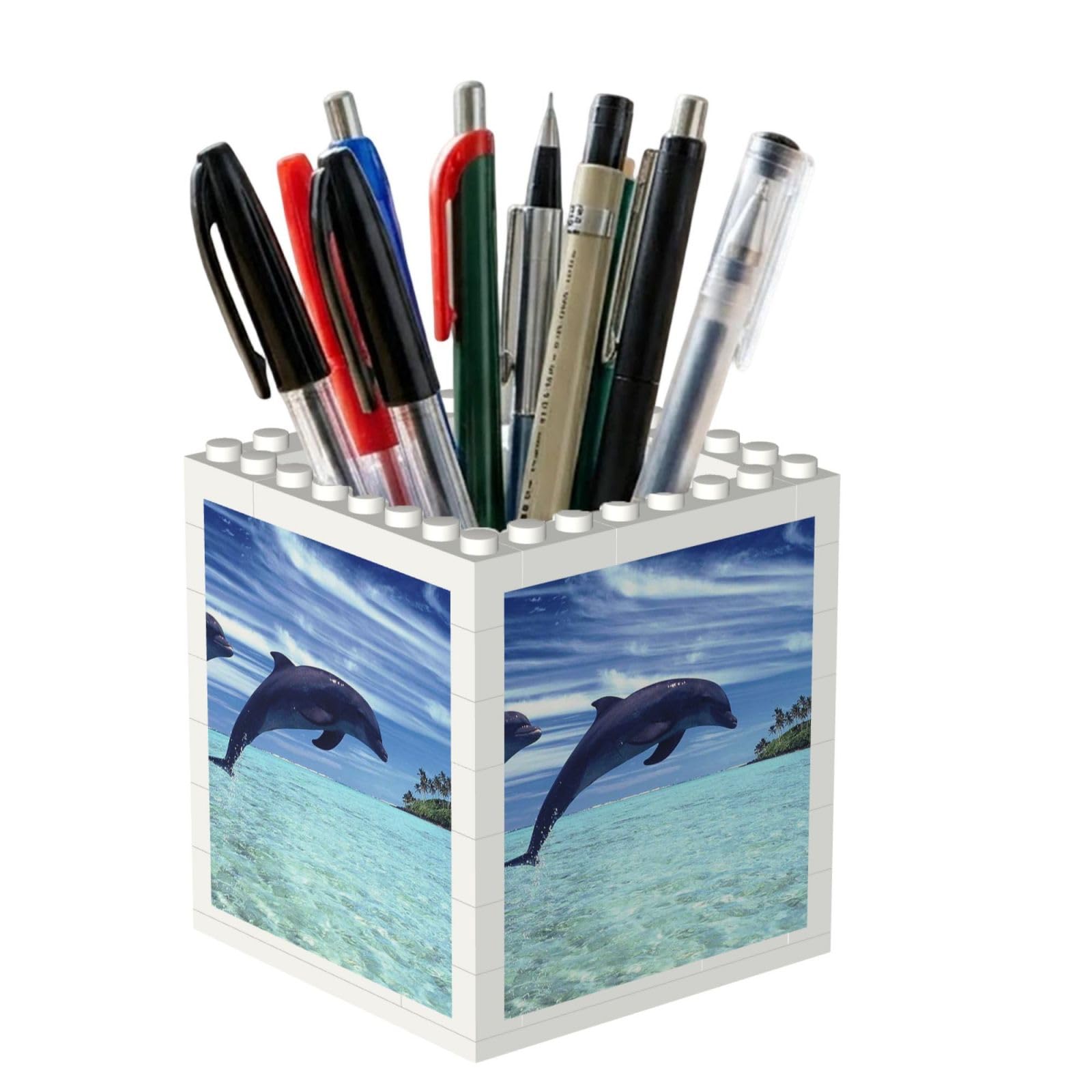 Poadnly Jumping Whales, Pen Pot Pencil Holder for Office Home School, Compact Desk Organiser for Office Stationery