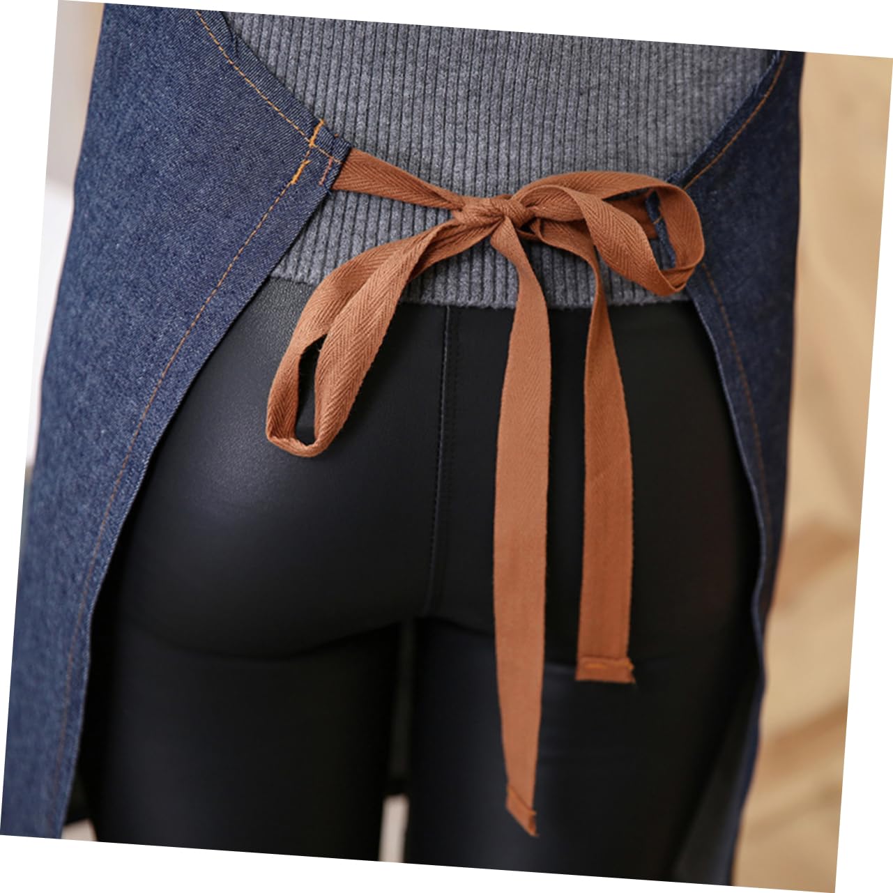 BRIGHTFUFU Hanging Jean Apron Cotton Apron Jean Cooking Bib Hanging Neck Denim Apron Waiter Apron Adjustable Neck Strap Apron Waiter Neck Apron Jean Work Apron Adjustable Kitchen Apron Blue