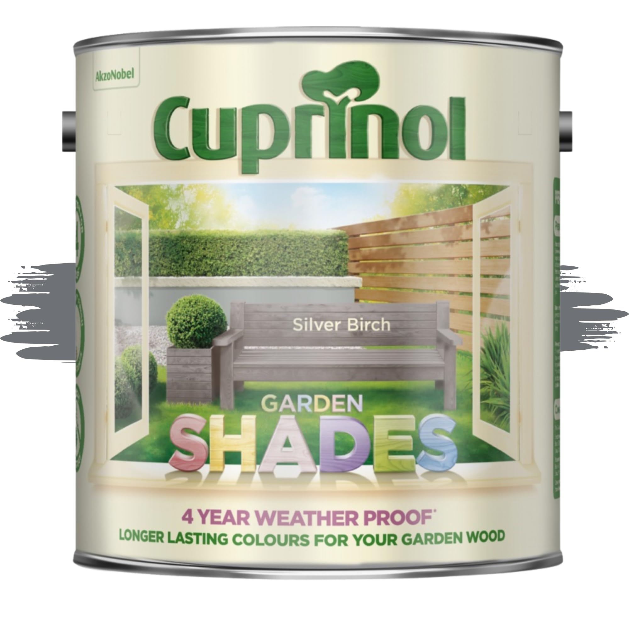 AOC24 Garden Fence Shade Paint - Exterior Wood Paint for Sheds, Fences - Water-Based, Quick Drying 1 Hour - Use on Wood, Terracotta, Stone, Brick - Outdoor Garden (Silver Birch, 1 Liter)