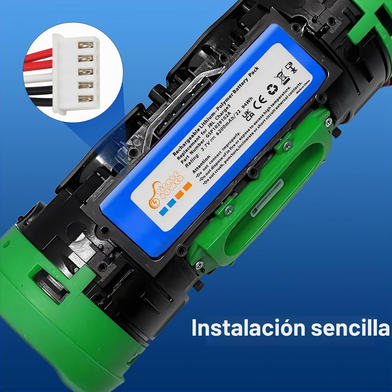 Pickle Power 6200mah Batería para JBl Charge 3 GSP1029102A 2016 Edición