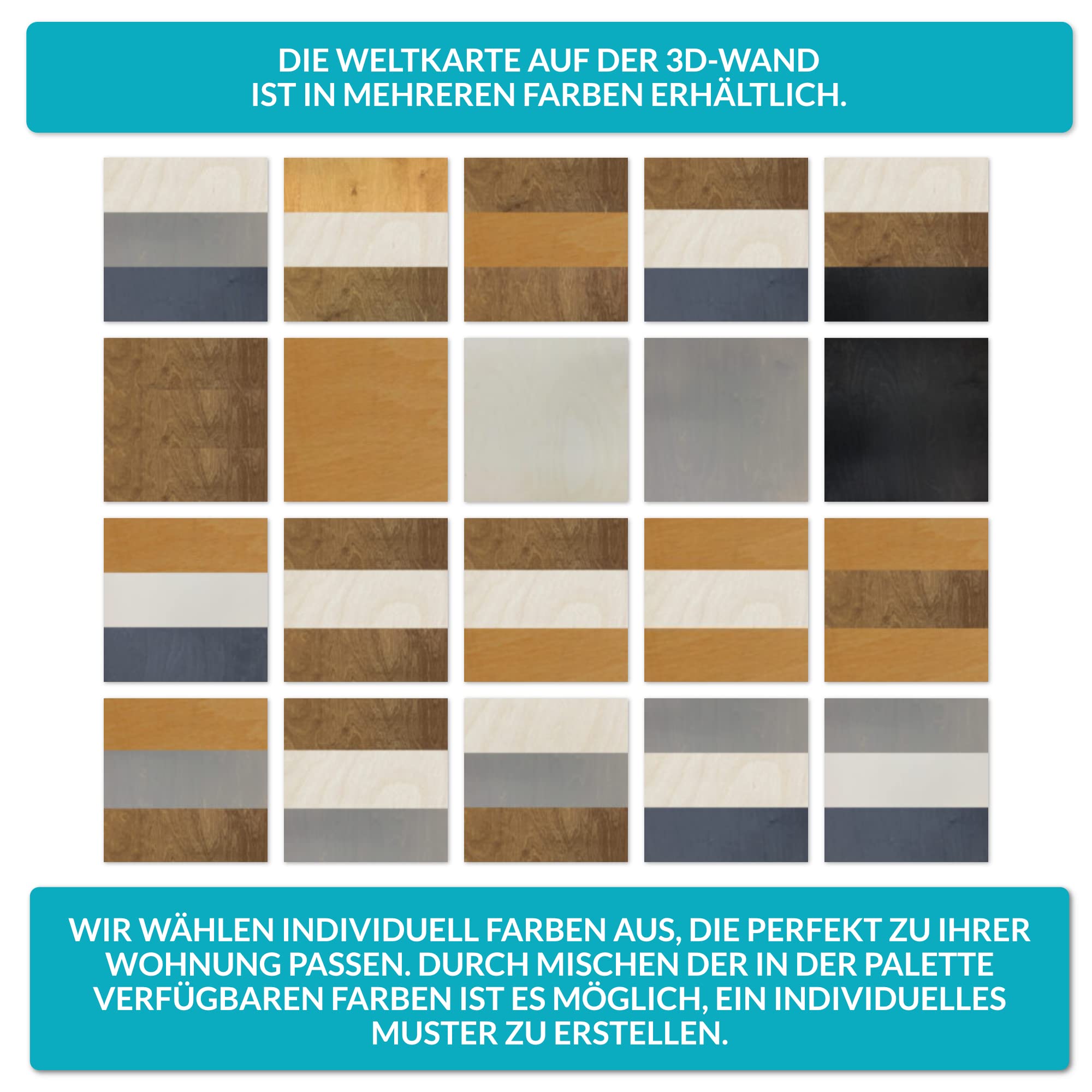 Estika Custom Weltkarte aus holz 3D - Planen Sie neue Reisen - 20 Farben zur Auswahl - 5 Größen - Wanddeko Wohnzimmer, Schlafzimmer, Büro, Kinderzimmer